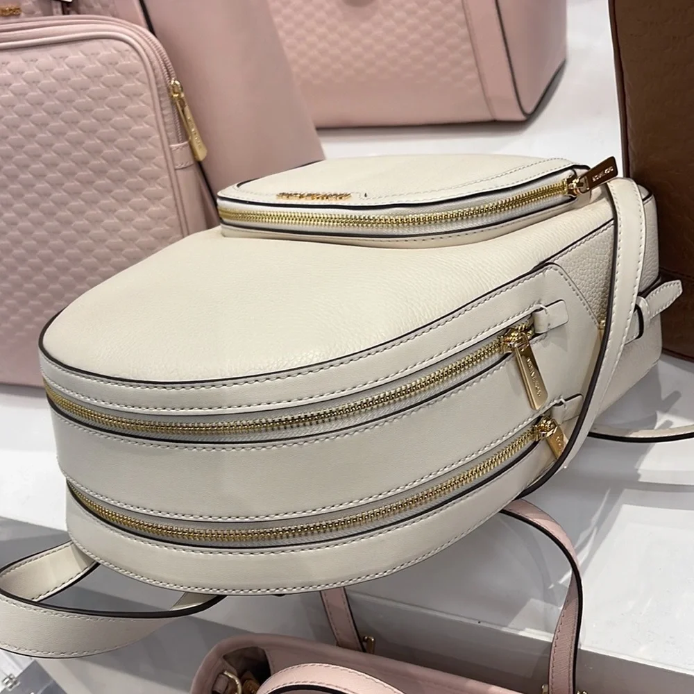 Michael Kors Cream Leather Mini Backpack with Gold Hardware